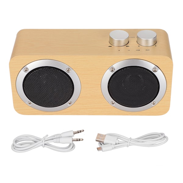 Trådlös Bluetooth-högtalare Retro Full Frequency Bärbar Trä Datorhögtalare för WindowsGul Trästruktur