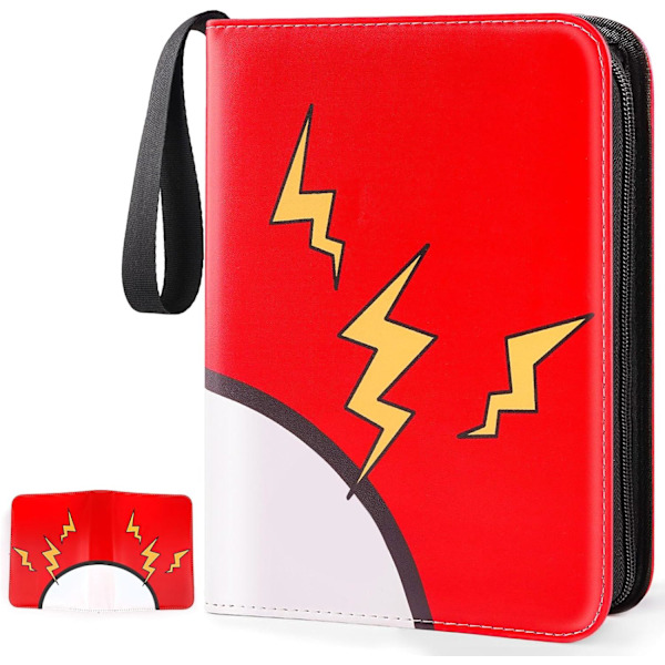 Card Binder 4-Pockets, 400 Pockets Card Holder with 50 Removable Sleeves, Trading Card Collector Zipper Album Holder, Red