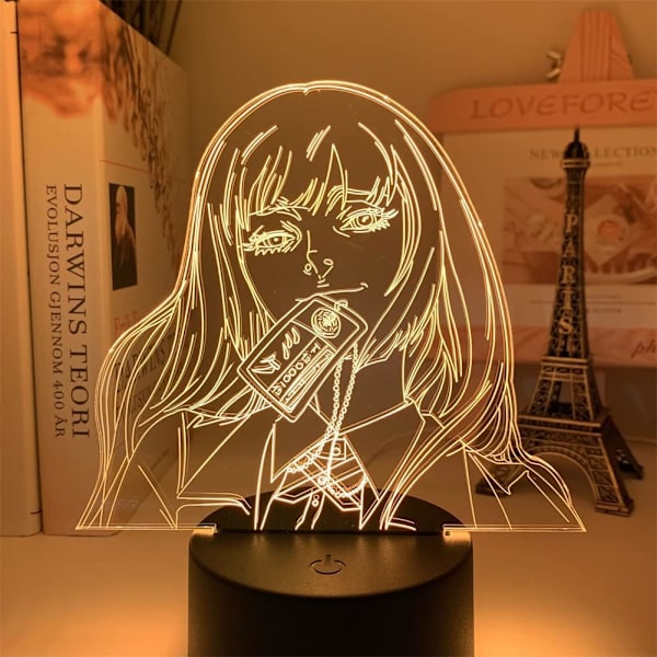 Anime 3D-lamppu Yumeko Jabami Kakegurui -pakono pelaajasta lahja makuuhuoneen sisustukseen Illuusio LED-yövalo söpö japanilainen waifu USB-pöytälamppu