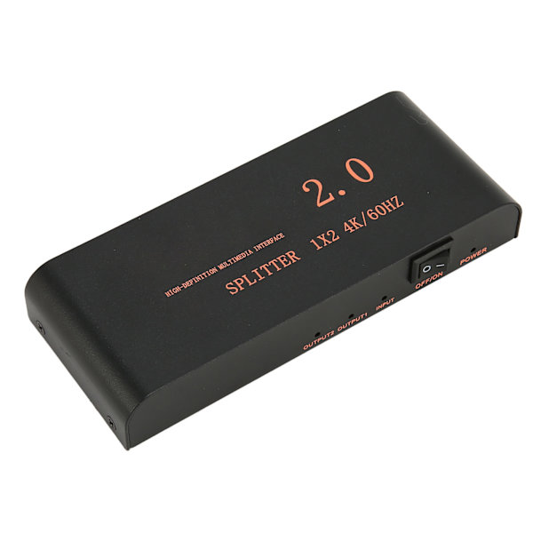 HD Multimedia Interface Splitter 1x2 1 in 2 Out 4K 60Hz 18.2Gbps HD Multimedia Interface Distributor Box 100‑240V EU Plug