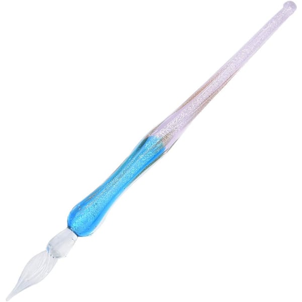 Handgjord Glas Dip Pen Bläckset, Kristallglittrande Signaturteckning Kalligrafi Skrivpå med Flaska Bläck och Pennhållare - Gradienterad Ljusblå