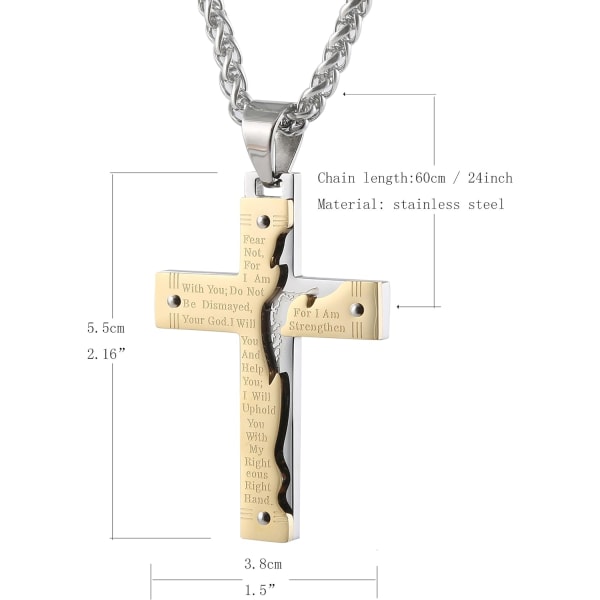Halsband med Jesus Kristus kors i rostfritt stål för män Gold