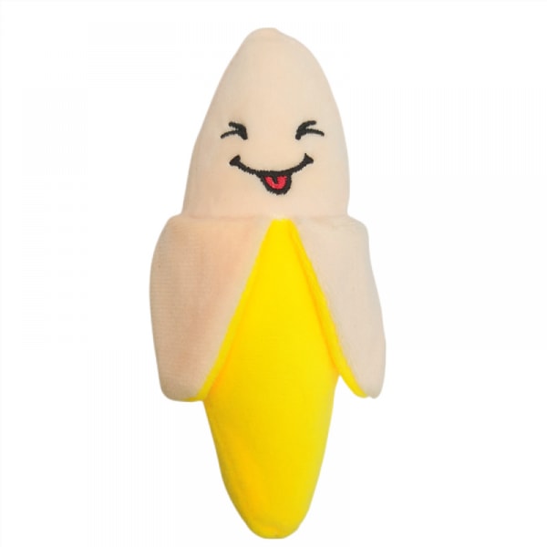 Hund plyschleksak husdjur tuggleksak valp pip leksak morot pip hund och katt leksak, produkthöjd 13cm / 5.1\" (Smiley Banana)