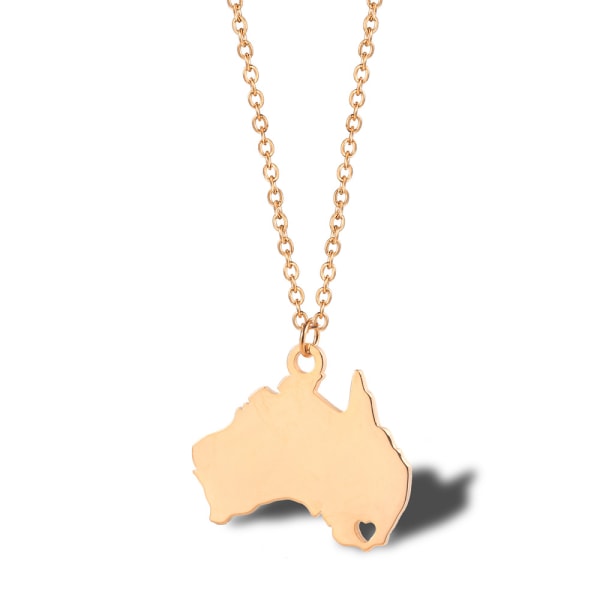 1 stk. kort halskæde, Australien kort vedhæng, titanium stål Canberra regional topografisk kort damer kraveben kæde（rose gold）