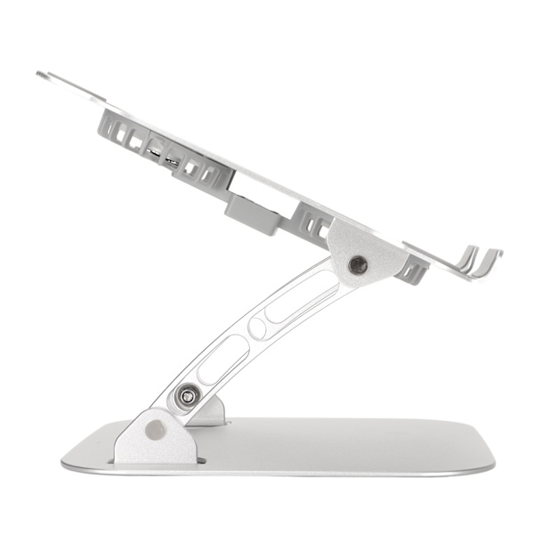 Aluminiumlegering Laptopstativ med 2 Kylfläktar Fällbart Justerbart Laptop Kylstativ för 10 till 17,3 tum Bärbara datorer Silver