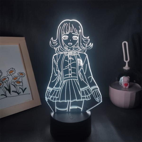 3D LED Illusion Natlys Chiaki Nanami Anime Lampe USB 7/16 Farver Fjernbetjening Berøringskontakt Værelsesindretning RGB Natlys til Drenge og Piger Fødselsdagsgaver