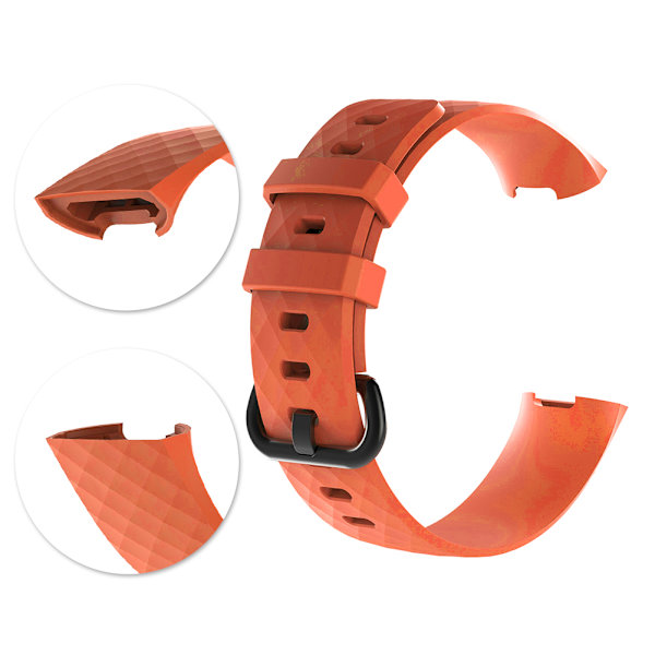 Størrelse L Ingen Sprekker Klokkebånd Komfortabel Bruk Armbåndsur Bånd for Fitbie Charge 3 - Oransje