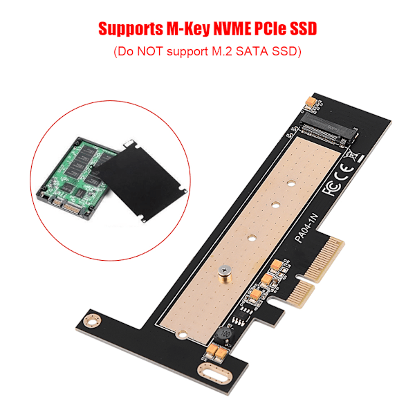 M Key M.2 NGFF NVME SSD til PCI-Express PCIE 3.0 x 4 Utvidelseskort Adapter Konverter