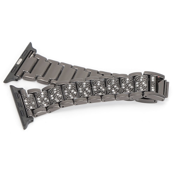 Rannekoru täynnä timantteja, metalliranneke, korvaava ranneke, yhteensopiva IOS-kellon kanssa 42mm/44mmMusta