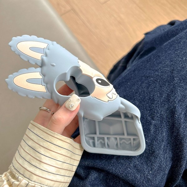 Labubu 3D Söpö Pupukorva Puhelinkotelo: Silikoni, Leikkisä nukke-design (sininen) blue iPhone15
