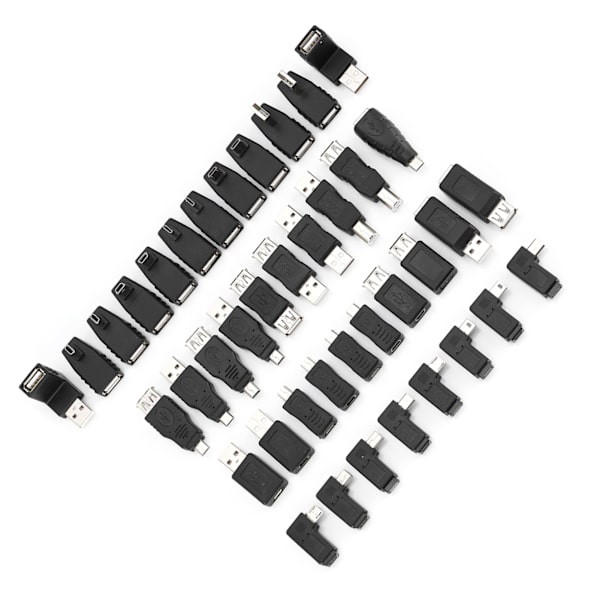 40-pack med flera USB2.0-adaptrar, vinklade mini-mikro-typ B-hane till hon-omvandlare, kontakter