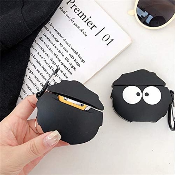 Kotelo yhteensopiva AirPods 1/2 kanssa, Super Söpö Luova Hauska Iso Silmäinen Musta Pölypallo Muotoinen Kotelo, Tyylikäs Sarjakuva Silikoni Kuuloke P
