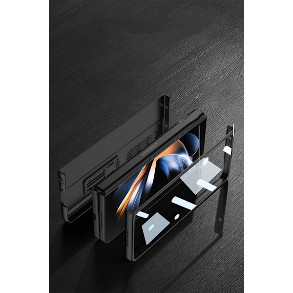 Samsung Galaxy Z Fold 4 -kotelo, jossa jalusta, saranasuoja, näytönsuoja, ohut, kevyt, mattapintainen PC-kuorikotelo