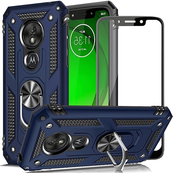 Moto G7 Power mobiltelefondeksel, militær fallsikkert deksel, 15 fot falltestbeskyttende deksel, med magnetisk støtte og kjøretøystøtte