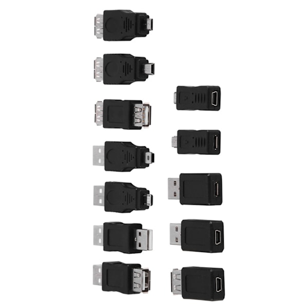 Paket med 12 st olika USB2.0-adaptrar Micro/Mini hane-hona-omvandlare