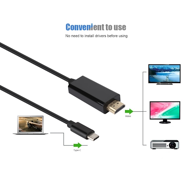 Bärbar typ C till HDMI-adapter 4K datakabelkonverter för Mac USB C Dockningsstation