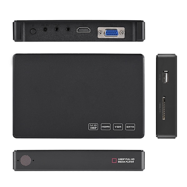 2.5 tuuman SATA-mediasoitin 32 Gt SD/MMC-stereokaiutin 1080P-video HDMI-mediasoitin -