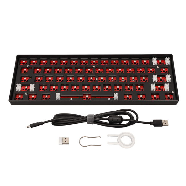 61-tangenters mekaniskt tangentbord DIY-kit stödjer trådlöst 2,4G BT 3,0 5,0 typ C trådbundet modulärt mekaniskt spelande tangentbord med RGB Black