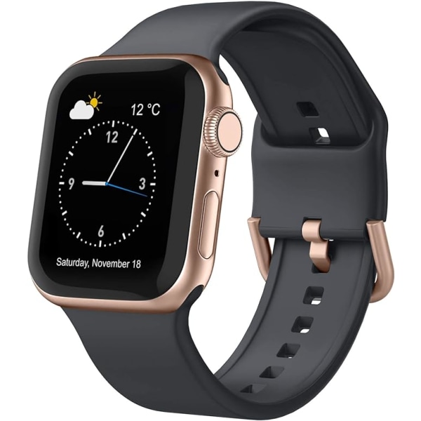 Apple urrem blød silikone Sportsarmbåndserstatningsrem, velegnet til hele serien af ​​Iwatch（ Deep Grey 42/44/45mm）