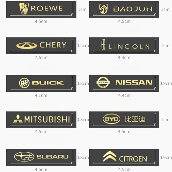 Bil metall klistremerker kreative bil logo dekorasjon klistremerker-Kia [Golden Metal Stickers 10 stykker]