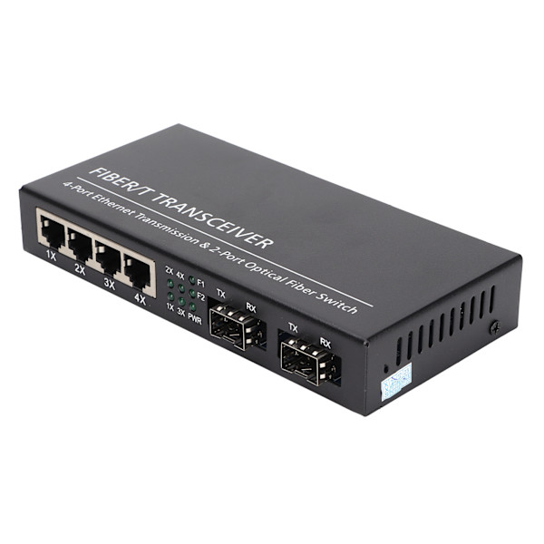 Ethernet Media Converter RJ45 10/100/1000M 2 Fiberoptik 4 Portar Adaptiv SFP för IEEE802.3Z / AB 1000Base‑SXLX
