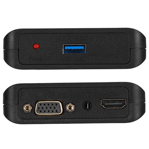 USB 3.0 till HDMI VGA-omvandlare Extender HD Video Audio Display Adapter för Win/MAC OSBlack