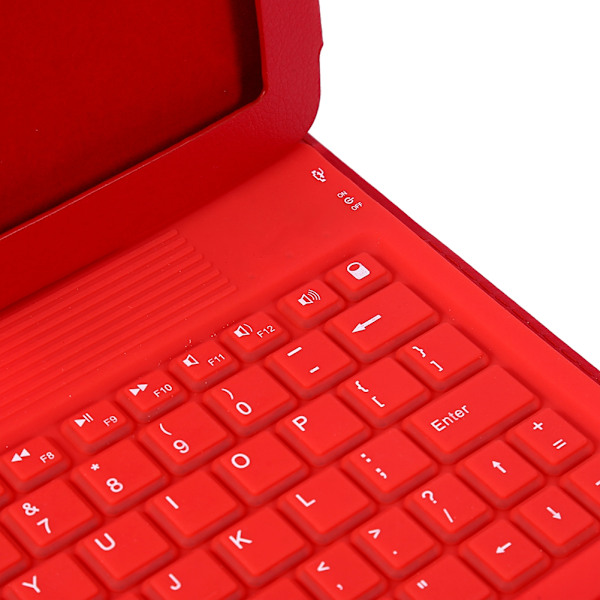 2 i 1 Bluetooth-tangentbord med PU-läderfodral för iPad 2 3 4 Röd