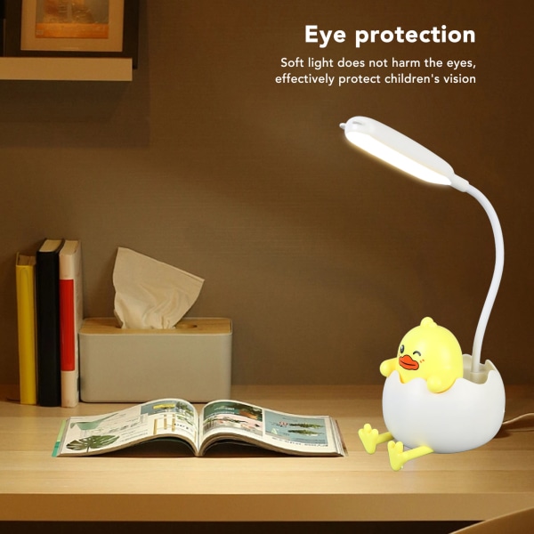 LED sengelampe med penneholder Øjenbeskyttelse USB-opladning Fleksibel lærende læselampe til soveværelse