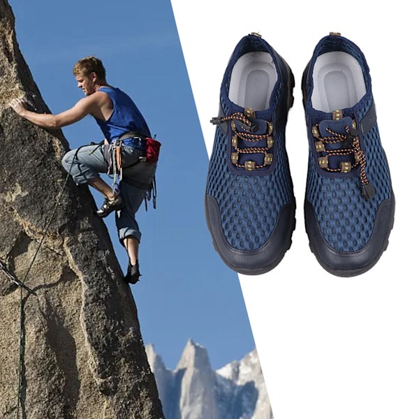 Herre Mesh Sko Åndbar Letvægts Klatresko Casual Udendørs Anti Slip Sneakers til Sommer Blue 42