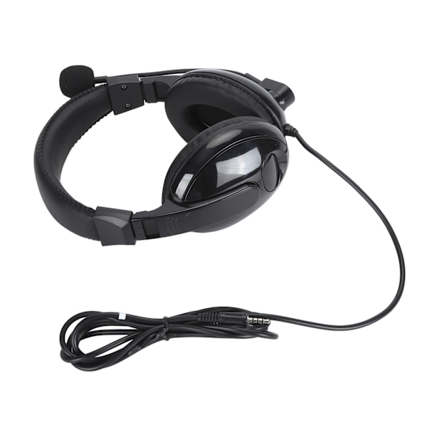 Kablet Gaming Headset med Roterbar Mikrofon Hovedtelefoner PU Læder Hovedbøjle Øremuffer Kobber Kabel Headset til Telekonference