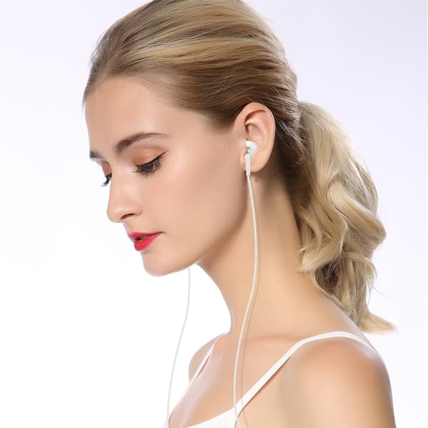 Kablet øretelefon 3,5 mm L-formet plugghodetelefon hvit for Android IOS mobiltelefon