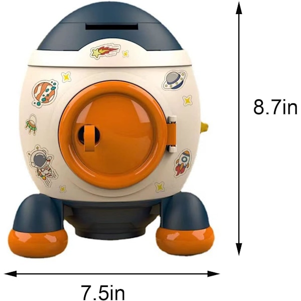 Søt rakett tegneserie-sparegris med klistremerker Barne-sparegris Tegneserie Romrakett Sparing Sparegris Leke for gutt Jente Barn Sikker boks