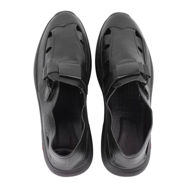 Herre Sommers Lukkede Tås Sandaler Åndbar Casual Fashionable PU Læder Strandsandaler til Fest Dating Sort 43