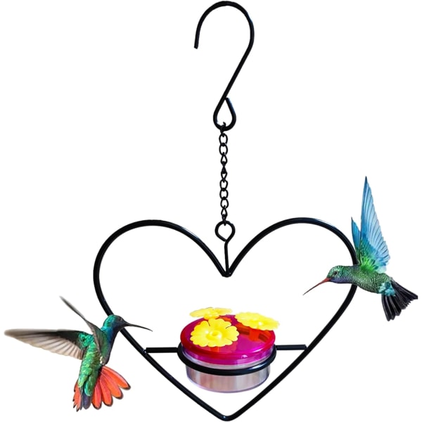 Hängande kolibrimatare Charmig kolibrimatare Fågelmatare med metallram Plastskål, Lätt att rengöra och fylla på fritt kombinerad, för Outs heartshaped 1PC