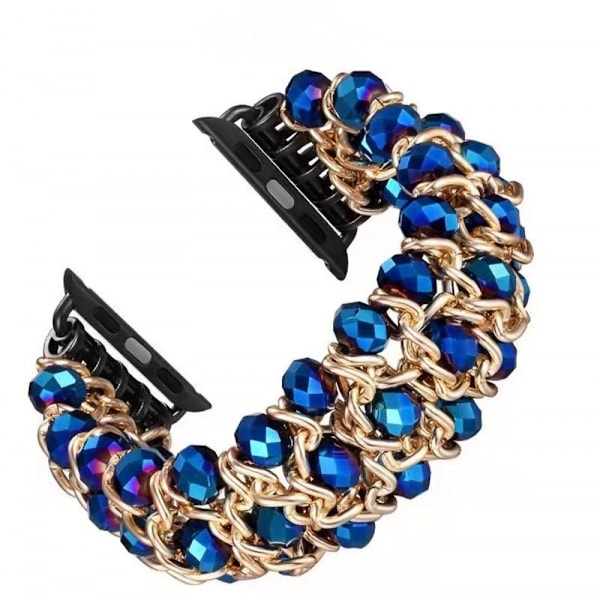 Rannekoru Apple Watch 42/44/45mm, Crystal Glitter Beads Pearl Bangle iWatchSeries SE 8 7 6 5 4 3 2 1 Metal Chain Jewelry Strap
