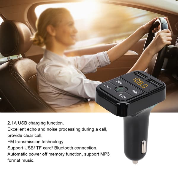 B2 MP3 Bil Bluetooth Håndfri Bil Afspiller FM Transmitter USB Opladning (Sort)