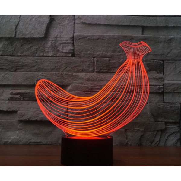 3D Banan Fjernbetjening 16 Farve Natlys Illusion Akryl LED Bord Sengelampe Børneværelse Skrivebords Dekoration Fødselsdagsgaver Legetøj til Børn