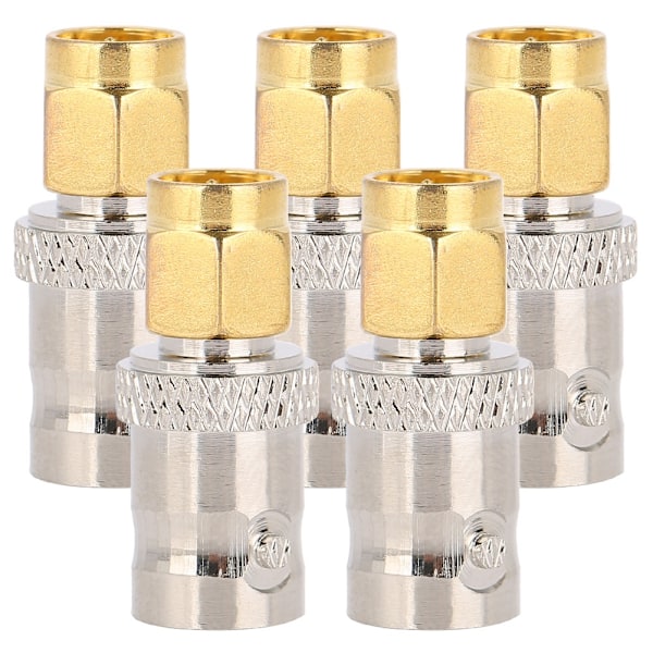 5PCS All Copper Radio Frequency Adapter SMA-BNC RF Adapter SMA Male Plug to BNC Female Jack