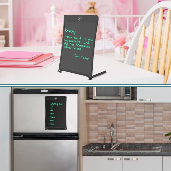 8,5 tommer LCD-skrivenettbrett Office Whiteboard Oppslagstavle Kjøkken Memo-varsel Kjøleskapstavle Magnetisk Dagsplanlegger Gaver til barn (svart)