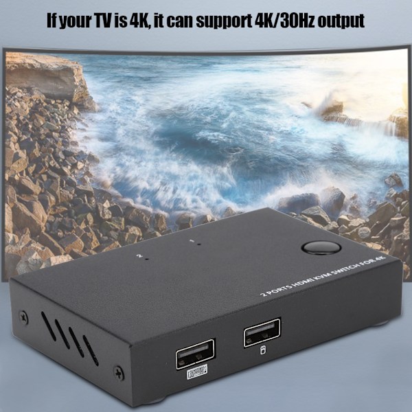 AM-KM201 KVM-svitsj 2-porters HDMI-fordeler 1080P 4K for 2 datamaskiner som deler én skjerm