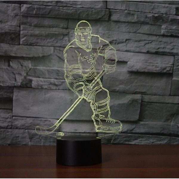 3D Play Ishockey Fjärrkontroll 16 Färger Nattlampor Illusion Akryl LED Bord Sänglampa Barn Sovrum Skrivbords Dekoration Födelsedagspresenter Leksak