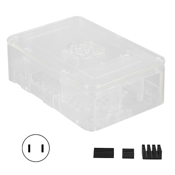ABS-kabinet V4-boks strømforsyningsadapter 3 stk. kølelegemesæt til Raspberry Pi 4 (gennemsigtig)
