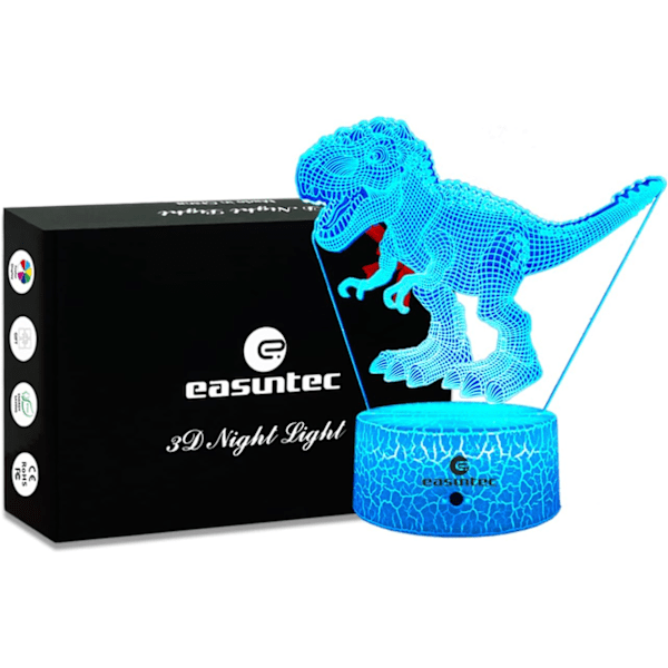 Dinosaur Leke 3D Nattlys med Fjernkontroll & Smart Berøring 7 Farger + 16 Farger Skiftende Dimbar TRex Leke 1 2 3 4 5 6 7 8 År Gammel Gutt eller Jente Gave