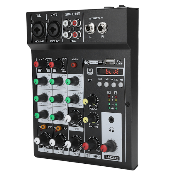 Bærbar 4-kanals BT-miksekonsol Digital lydmikser Indbygget Reverb-effekt