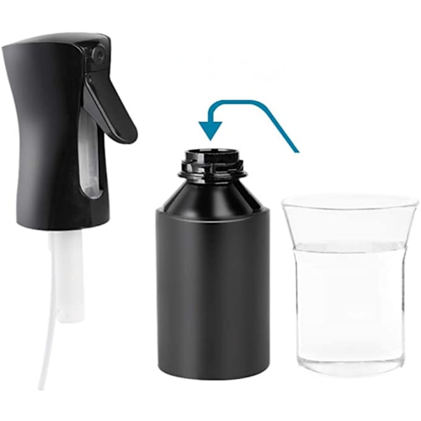 Hiussuihkepullo, aerosolihieno sumu kiharalle hiussuihkepullolle hiusten kesyttämiseen aamulla, puhdistus - 200 ml (musta)