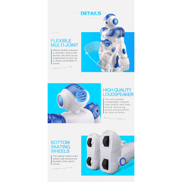 Smart robotleksak för barn, programmerbar fjärrkontrollrobot med interaktiva handrörelser, uppladdningsbar dansande RC-robotleksak för 3-12 år