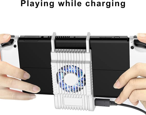 Kompatibel opladerdock til Switch OLED og Switch Lite, bærbar opladningsstand kølestation med køleventilator og kickstand til Switch og Sw