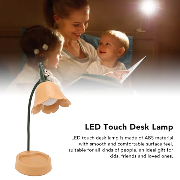 3W LED Touch Bordlampe 3 Gear Justerbar Foldbar Kronblad Form Desktop Bordlampe USB 5V Orange