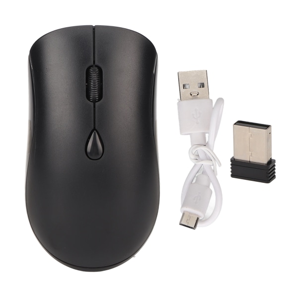 2,4G trådløs mus 1600DPI Ergonomisk oppladbart batteri Bluetooth 5.2 Silent Mouse for stasjonære kontor-PCer Black