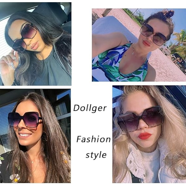 Ylisuuret neliönmuotoiset aurinkolasit naisille, suuret ja leveät muotilasit miehille, UV-suojaus, unisex Leopard Gradient Blue Frame